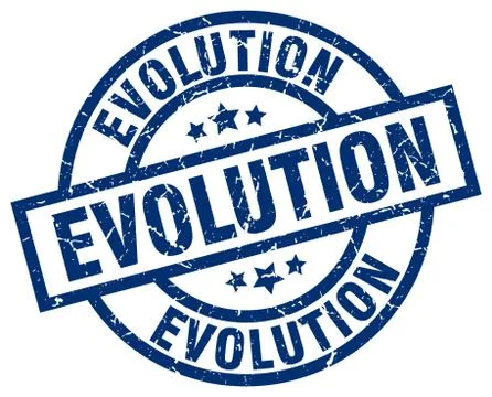 Evolution blue round grunge stamp 스톡 일러스트