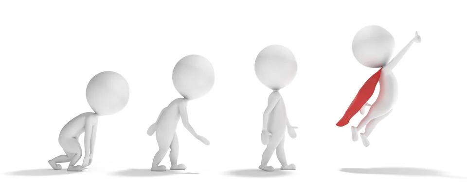 Evolution of a boring 3d man Stock Illustration