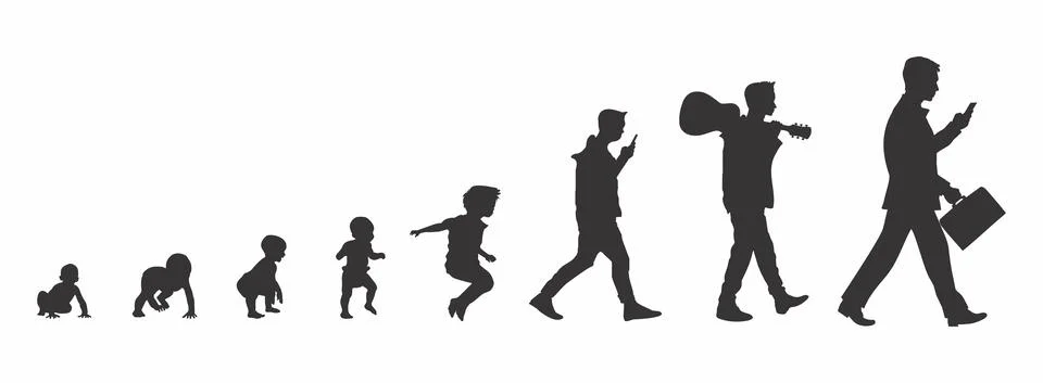Evolution of a businessman. Isolated on white background. 스톡 일러스트