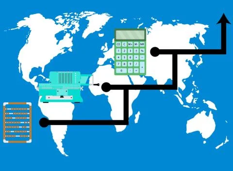 Evolution calculators. World progress Stock Illustration