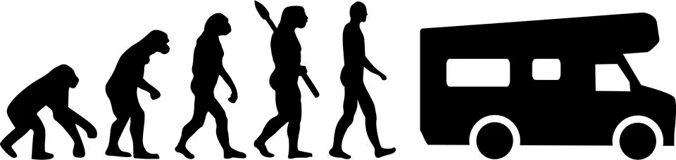 Evolution of camping car Illustrazione stock