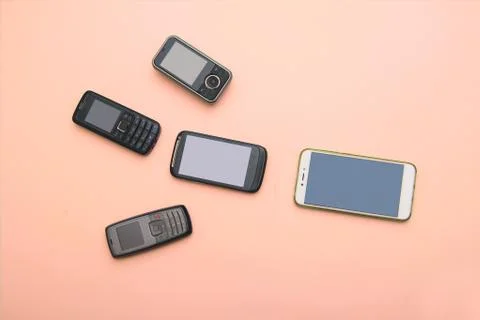 Evolution of cell phones. Technology development telephone and pda concept Stock Photos