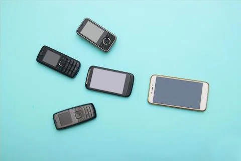Evolution of cell phones. Technology development telephone and pda concept Stock Photos