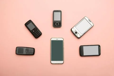Evolution of cell phones. Technology development telephone and pda concept Stock Photos