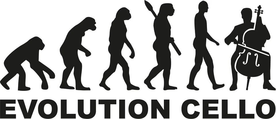 Evolution Cello player Stock-Illustration