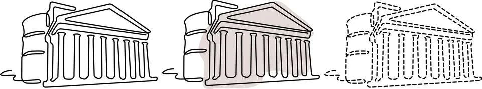 Evolution of classical architectural styles in ancient greek temples Vector Illustrazione stock