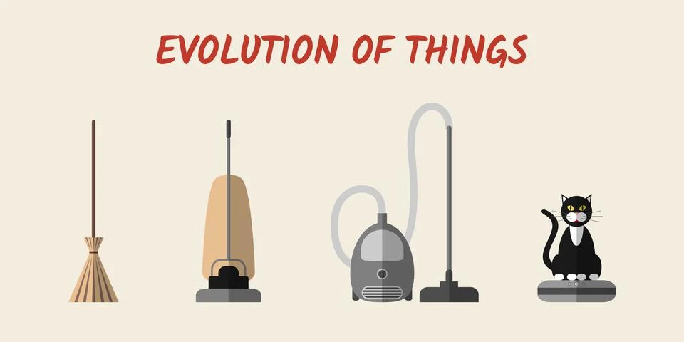 Evolution of cleaning devices Illustrazione stock