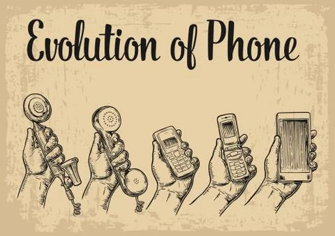 Evolution communication devices from classic phone to modern mobile Stock Illustration