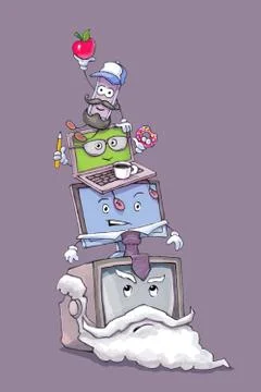 Evolution of computer, former to present Stock Illustration