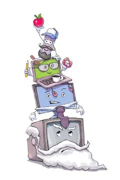 Evolution of computer, former to present Stock Illustration