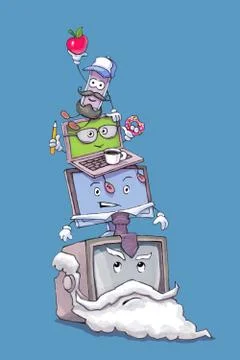 Evolution of computer, former to present Stock Illustration