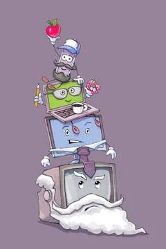 Evolution of computer, former to present Stock Illustration