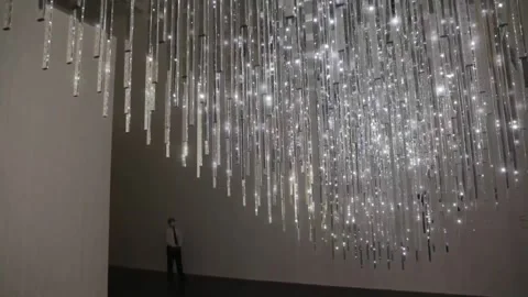 The evolution of computing art exhibited in Beijing, Beijing, TD - 19 Nov 2020 Stock Footage 203981834