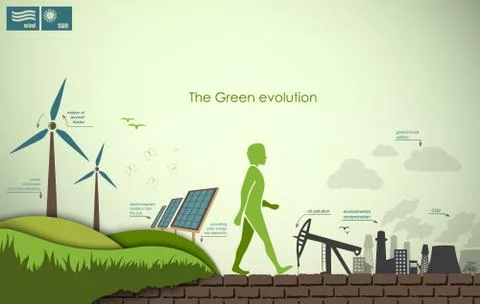 Evolution of the concept of greening of the world infographics Stock Illustration