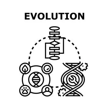Evolution concept illustrating genetic and species adaptation process Stock Illustration