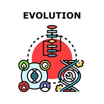 Evolution concept illustrating genetic and species adaptation process Stock Illustration