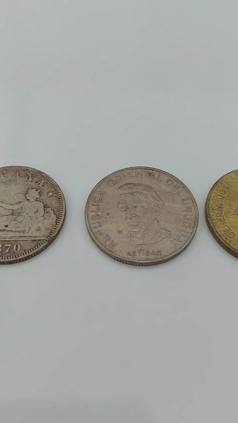 Evolution of currency concept from historical vintage coins to modern physic Stock Footage 333483766