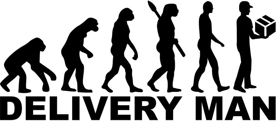 Evolution delivery man Stock Illustration