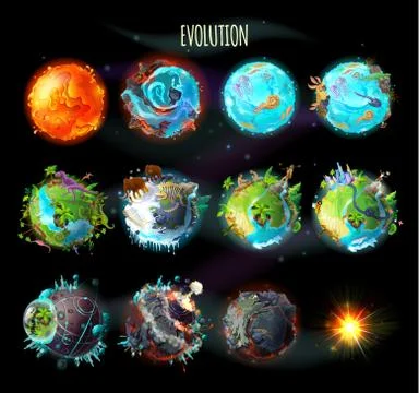 Evolution of Earth, concept illustration Stock Illustration