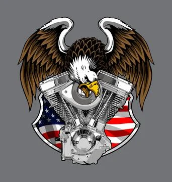 Evolution engine and eagle vector template Stock Illustration