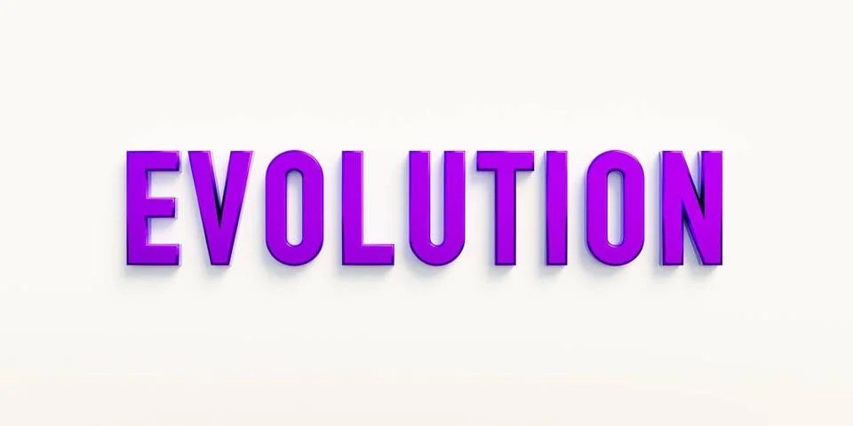 Evolution Evolution, banner - sign. The word evolution in purple capital l... 库存照片