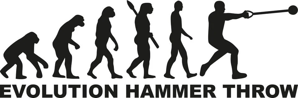 Evolution hammer throw 스톡 일러스트