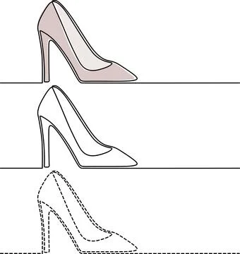 Evolution of high heel shoe designs from classic to modern styles Vector Stock Illustration