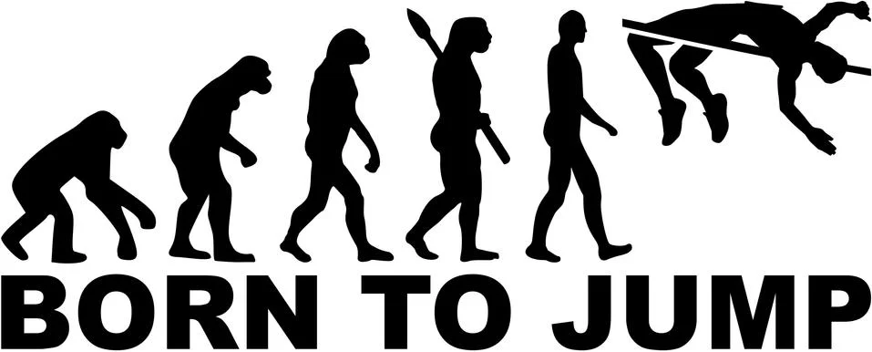 Evolution high Jump born to jump Stock Illustration