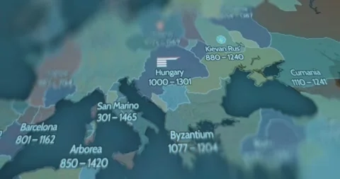 Evolution of Hungary on the map of Europe since year 895 AD 스톡 동영상 321762397