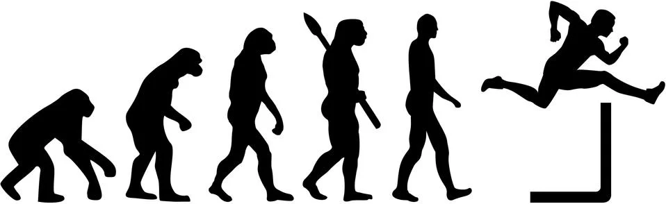 Evolution hurdling Stock Illustration