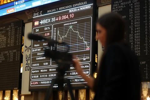 Evolution of the IBEX35 in Madrid, Spain - 31 Jan 2019 Foto stock