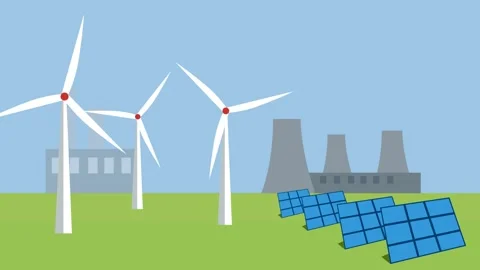 Evolution from industrial pollution to clean energy. Stock Footage 171702945