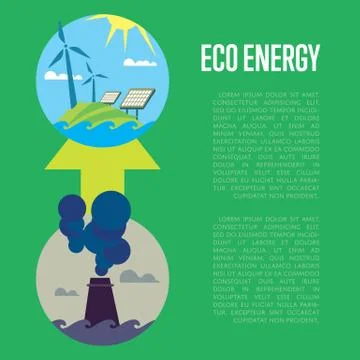 Evolution from industrial pollution to eco energy Stock Illustration