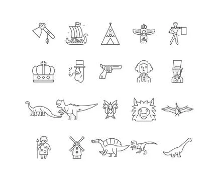 Evolution line icons, signs, vector set, outline illustration concept Stock Illustration