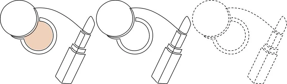Evolution of lipstick compact and applicator designs from classic to modern.. Stock Illustration