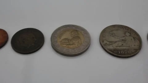 Evolution of money from ancient coins to bitcoin digital currency concept Видео 332255047