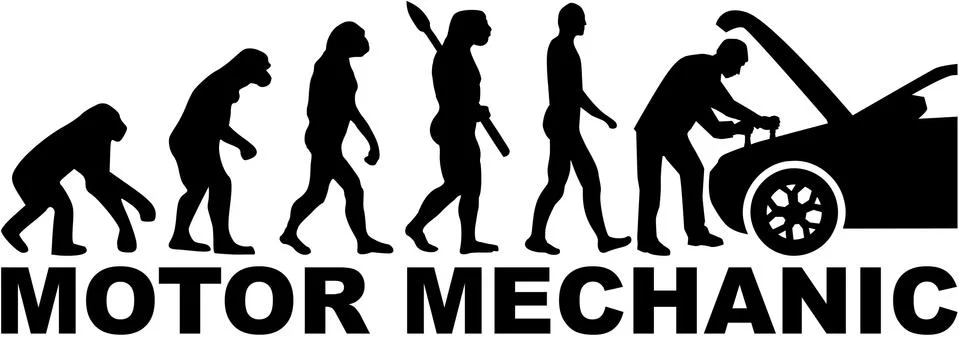 Evolution motor mechanic with car Illustrazione stock