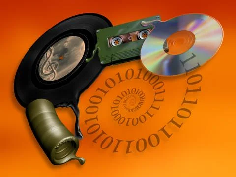 Evolution of music media Stock Illustration