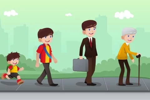 Evolution or aging concept Illustrazione stock