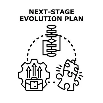 Evolution plan developing next stage business strategy Illustrazione stock