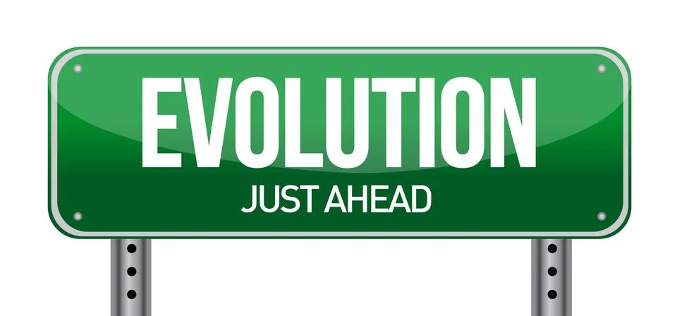 Evolution road sign illustration design over white Stock Illustration