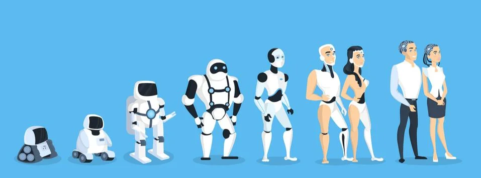 Evolution of robots. Stock Illustration