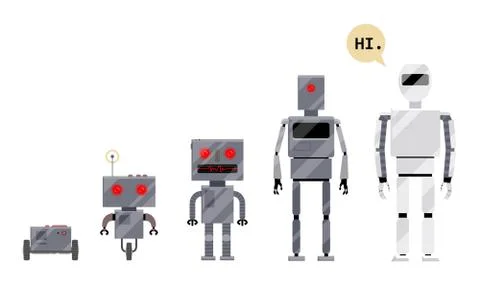 Evolution of robots, stages of android development 스톡 일러스트