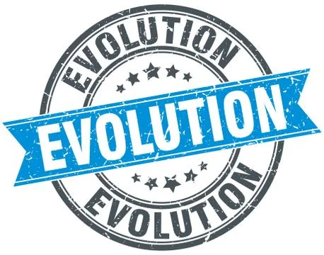 Evolution round grunge ribbon stamp Stock-Illustration