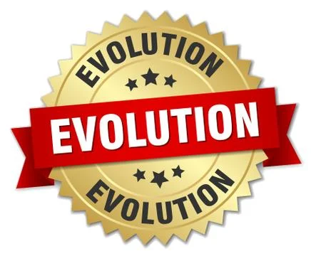 Evolution round isolated gold badge 스톡 일러스트