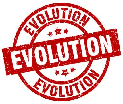 Evolution round red grunge stamp Stock Illustration
