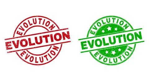 EVOLUTION Round Stamps Using Distress Texture Stock Illustration