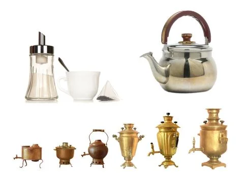 Evolution of a samovar on a white background Foto stock