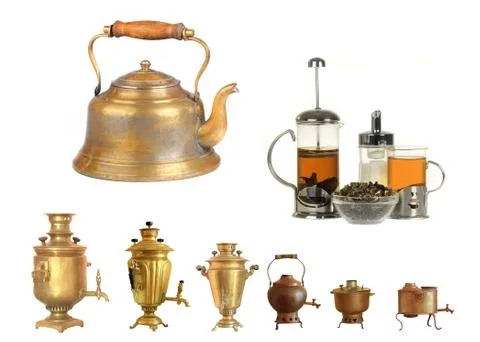 Evolution of a samovar on a white background Foto stock