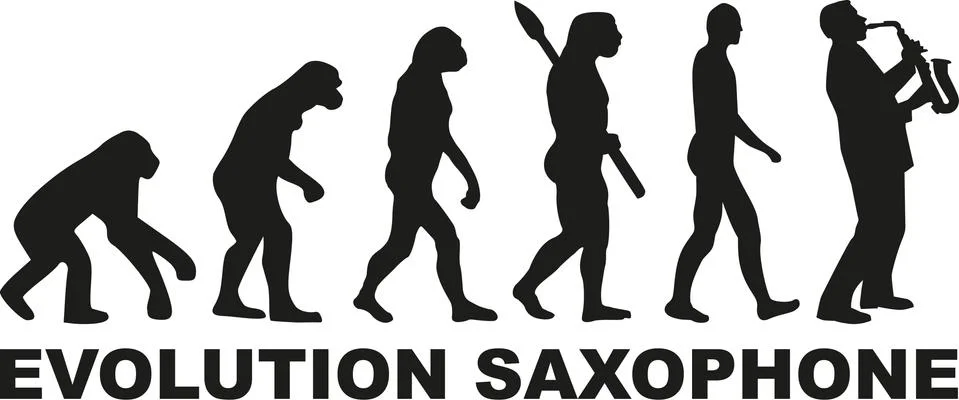 Evolution Saxophone player Stock Illustration